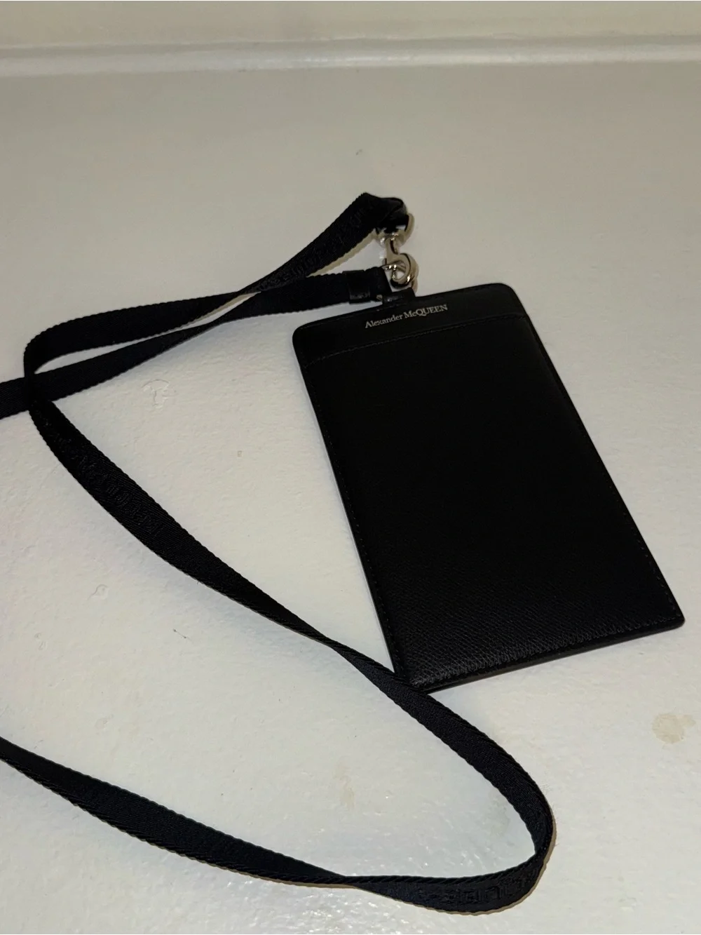 Alexander McQueen Black Leather Lanyard Card Case